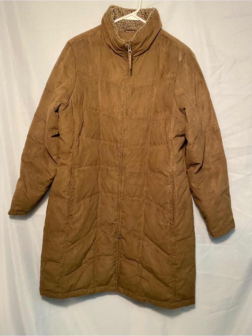 L.L. Bean Women's Goose Down Filled Long Brown Quilted Coat